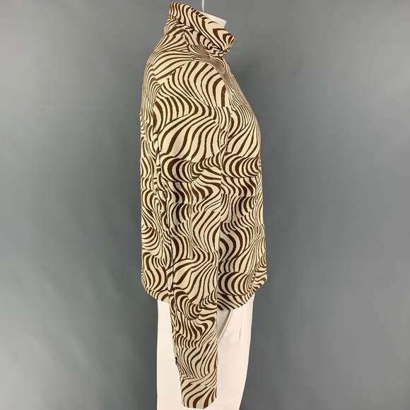 ECKHAUS LATTA Beige Brown Print Viscose Blend Turtleneck Pullover - Picture 2 of 8